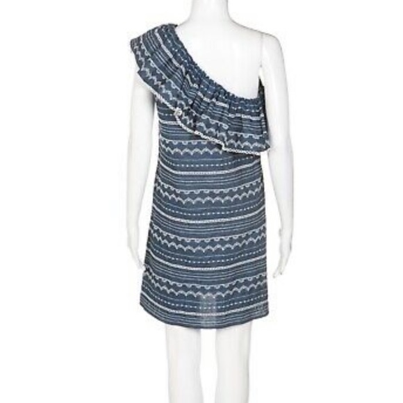 PARKER Blue Embroidered One Shoulder Dress XS - Picture 5 of 11